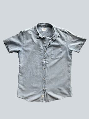 Marine Layer Chambray Short Sleeve Button Up Shirt Blue Size M RN 139853 Flawed